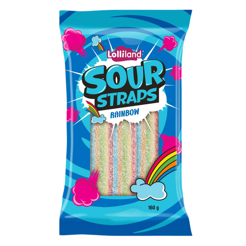 Lolliland Sour Straps Rainbow 160g x 12