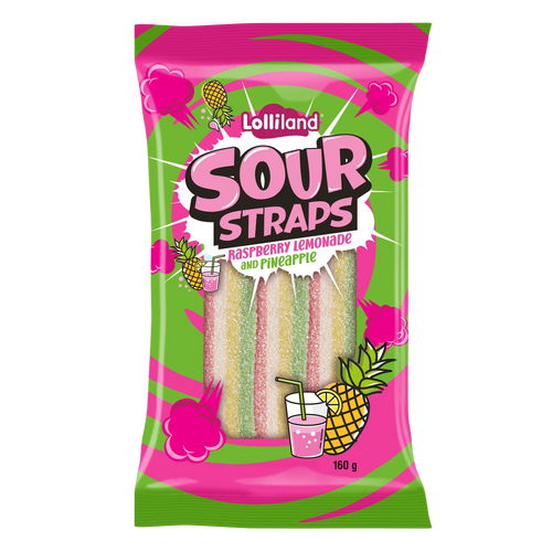 Lolliland Sour Straps RaspLemon And Pineapple 160g x 12