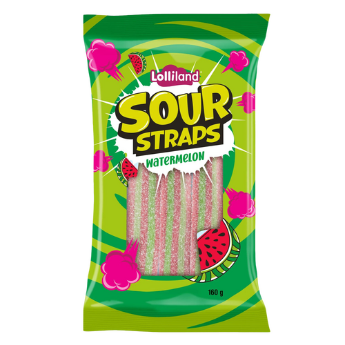 Lolliland Sour Straps Watermelon 160g x 12