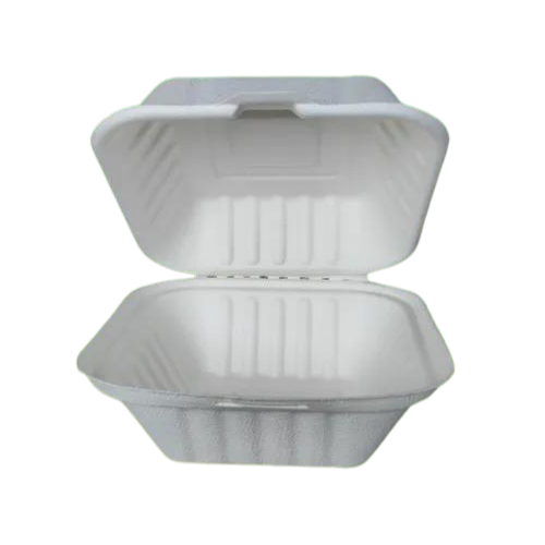 Sugarcane Burger Clamshell 6" White x 400