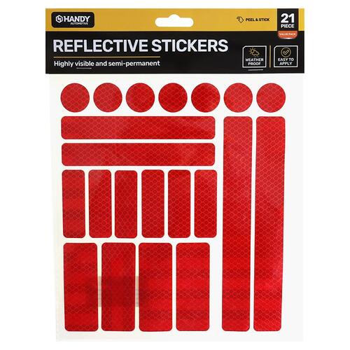 Adhesive Reflective Stickers Assorted Sizes Per Pack 21p