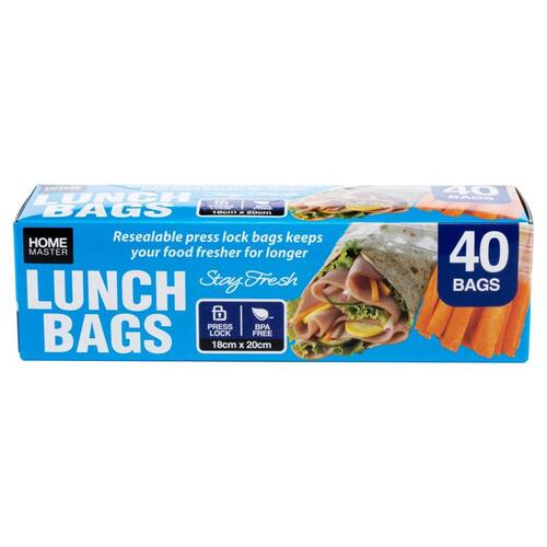 Bag Lunch Reusable Snap Lock 18cm x 20cm 40pk