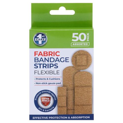 Bandage Strips Flexible Assorted Sizes 50pk - Fabric