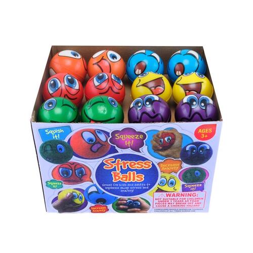 Ball - Stress Balls with Goofy Grins 6.3cm - 6 Assorted de