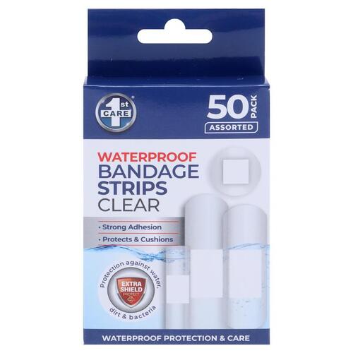 Bandage Strips Waterproof Clear Assorted Sizes 50pk - P