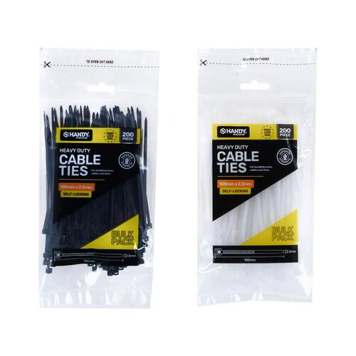 Cable Ties Black & Clear Assorted In Carton 100mm x 2.5mm