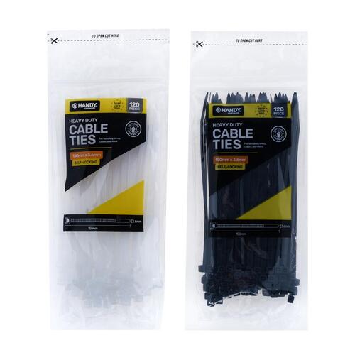 Cable Ties Black & Clear Assorted In Carton 150mm x 3.