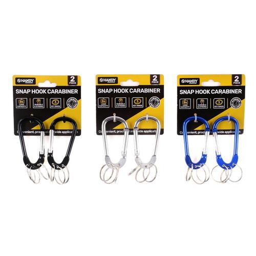 Carabiner Hook 2pc with 3 Keyrings 72mm x 5.6mm (Blu