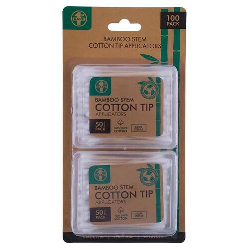 Cotton Tip Applicator with Bamboo Stem 2 x 50pc Packs