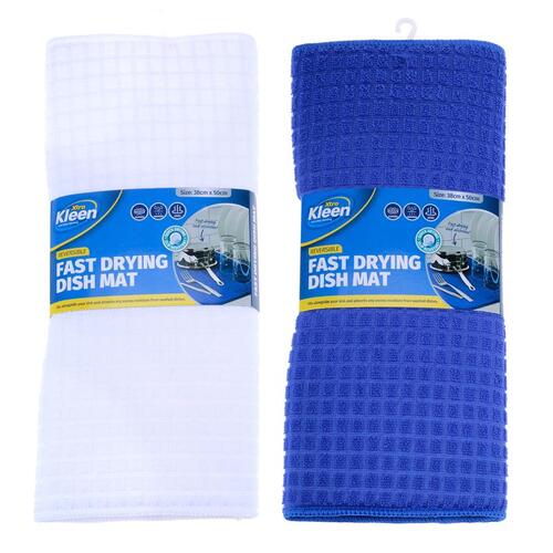 Dish Drying Mat 38cm x 50cm - Blue & White