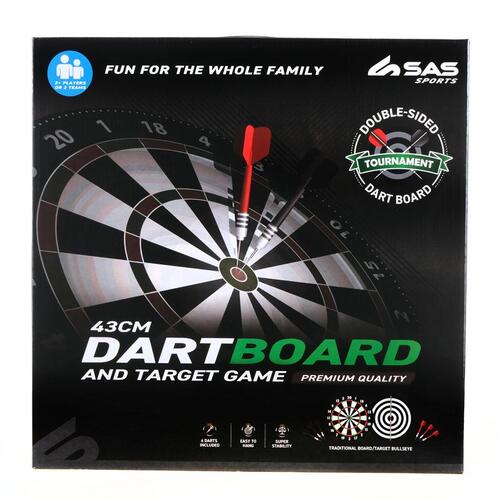 Double Sided Dart & Target Game Board Includes: 6x da