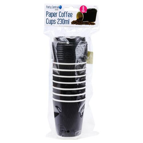 Drinkware Paper Cup Coffee Rippled With Lid 230ml 8pk