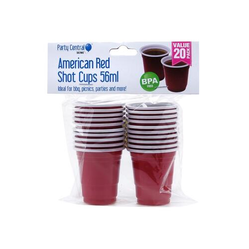 Drinkware Shot Cups American Red 56ml 20pk