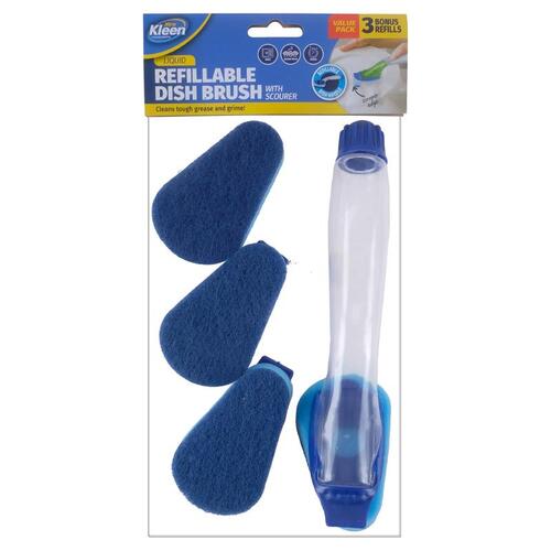 Dish Sponge & Scourer With Soap Dispensing Handle REFILL PACK includes 3x Sponge Refills