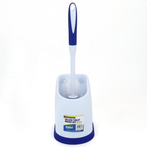 Deluxe Toilet Brush with Soft Grip Handle & Holder - (Brush: 37cm x 8cm x 8cm) (Holder: 16.8cm x 15cm x 12.2cm)