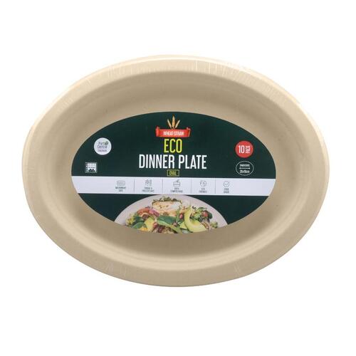 Eco-Friendly Wheat Straw Oval Dinner Plates - 26cm x 1