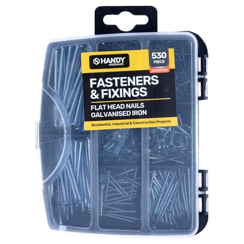 Fasteners & Fixings in Storage Case Flat Head Nails Galv