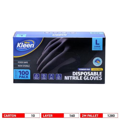 Gloves Powder Free Disposable - Nitrile - Black - Large 1