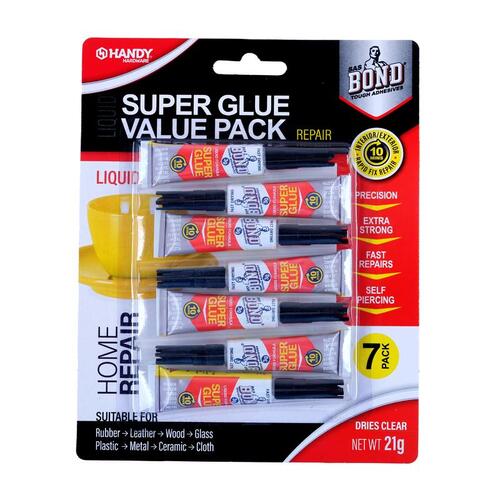 Glue Super Glue Value Pack 7pk 3g each (Dries Clear)