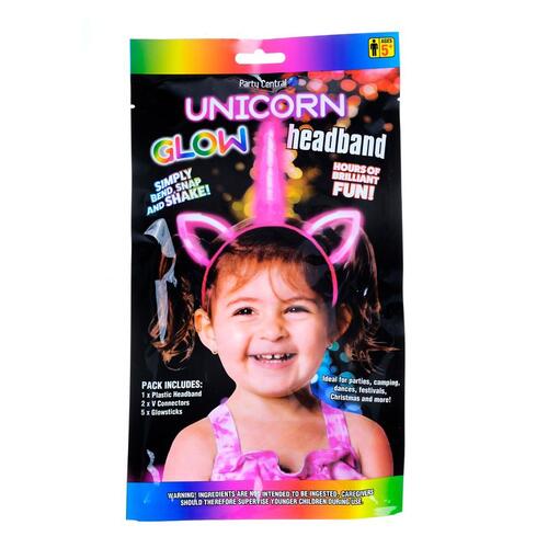 Glow Stick Unicorn Headband Pack Includes 8pcs - Pink