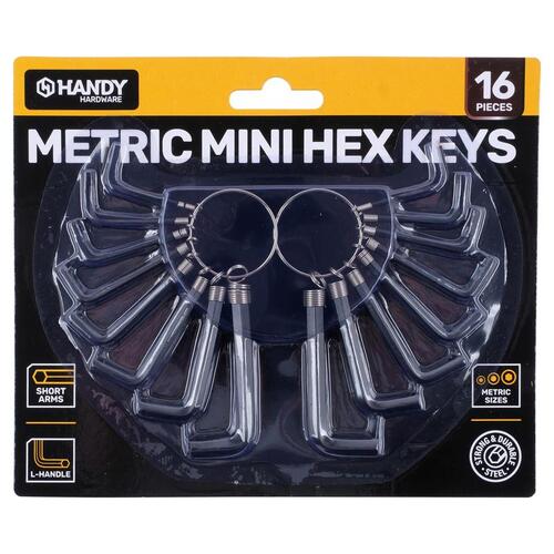 Hex Key Set Metric Sizes from 1.5Inch - 6 Inch 16pc