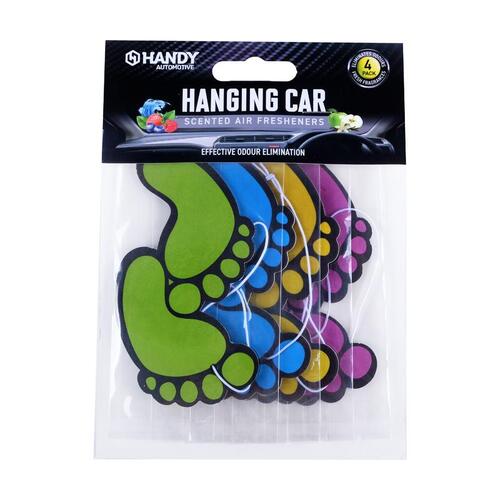 Hanging Scented Car Air Fresheners Fresh Feet - Apple, Ocean, Vanilla, Berry 4pk