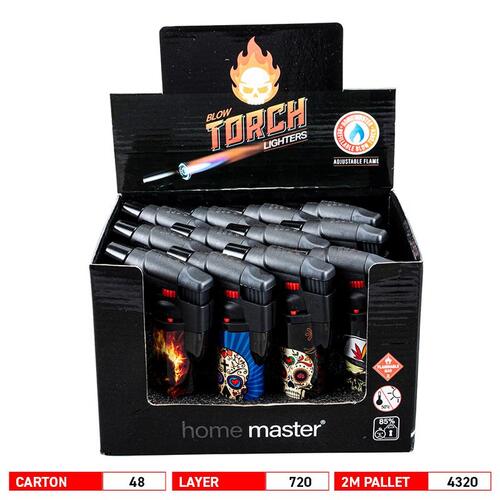 Lighter Gas Blow Torch Refillable - Assorted Skull Design