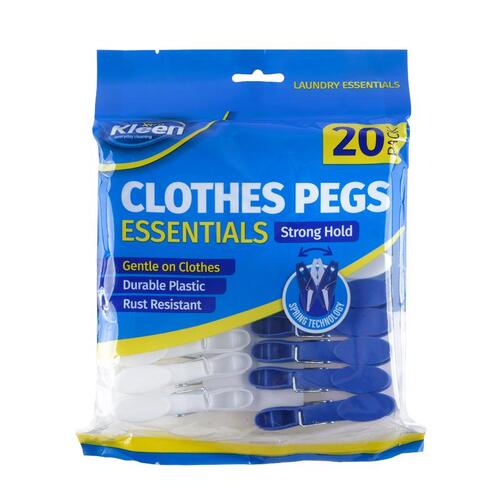 Pegs 20pk - Plastic - White and Blue per/pk