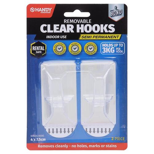 Removable Hooks Rectangle Clear Plastic 75mm x 40m