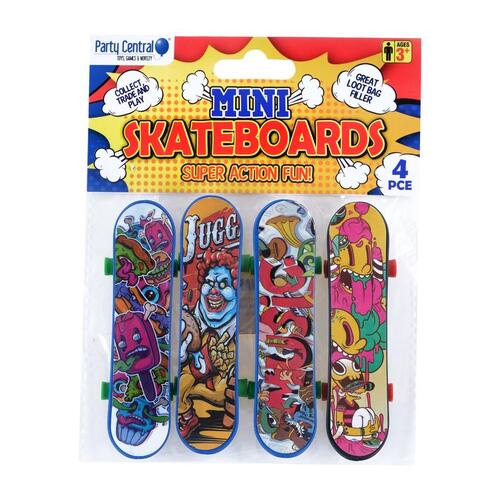 Skateboards (Mini) - 9.5cm - 4pk Assorted Designs