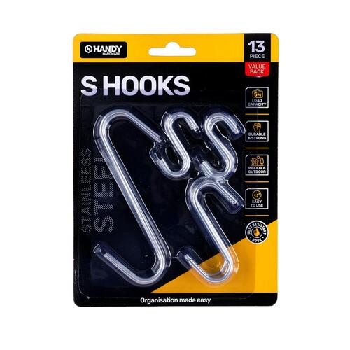 S Hook Stainless Steel 13pk Assorted Pack Includes: 2pc