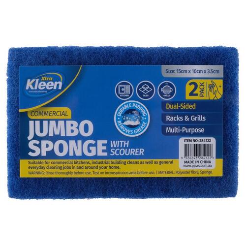 Sponge with Top Scourer JUMBO 2pk - 15cm x 10cm x 3.