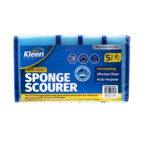 Sponge With Top Scourer 5pk - 10.5cm x 7cm x 3.5cm