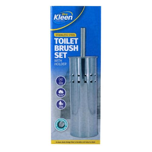 Toilet Brush Set with Holder - Stainless Steel