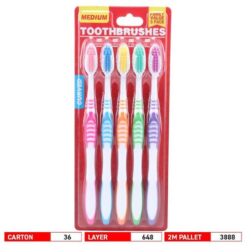 Toothbrush Curved 5pk Medium Bristles