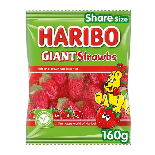 UK Haribo Giant Strawbs 160g x 12