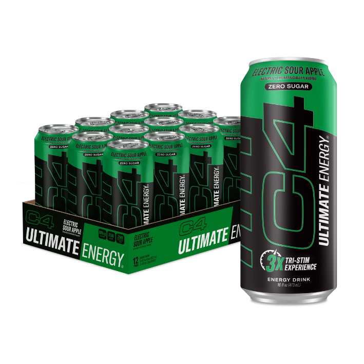 C4 Energy Drink Electric Sour Apple Zero Sugar x 12