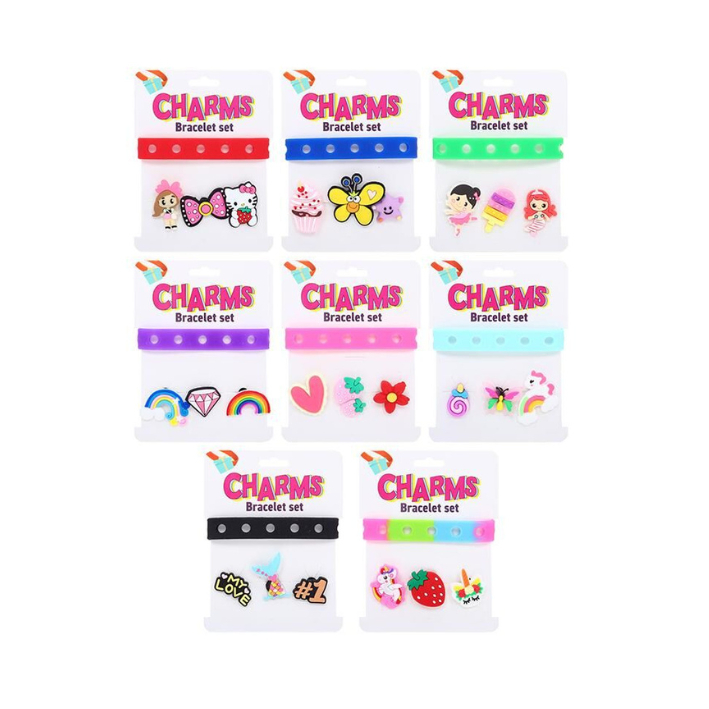 Charm Bracelet Set 4pc - 8 Assorted Colours