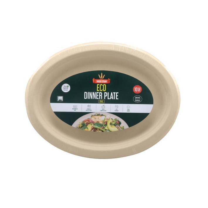 Eco Wheat Straw Oval Dinner Plates - 26cm x 1 - 24