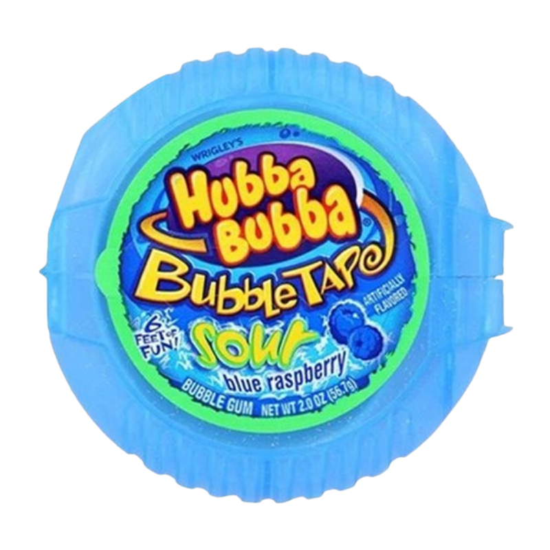 Hubba Bubba Sour Blue Raspberry Tape 56g x 12
