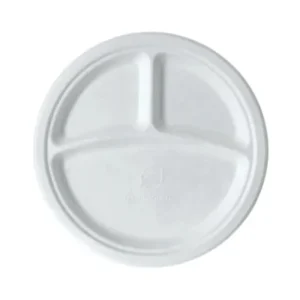 Sugarcane Plate Round 10Inch 3 Compartment x 500