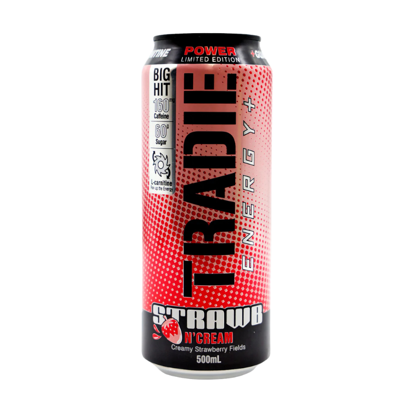 Tradie Energy Drink Strawberry Cream 500ml x 12