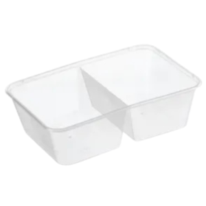 Rectangular 2-Compartmental Container 650ml x 500